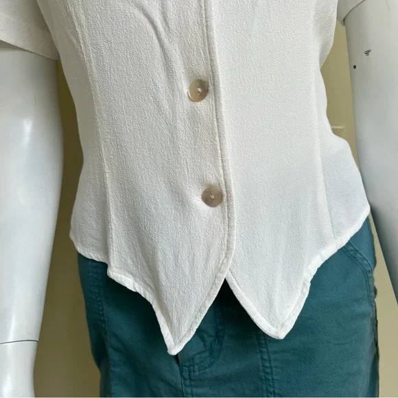 Vintage White Short Sleeve Blouse - Picture 4 of 6